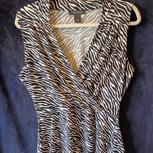 White House Black Market Monochrome Zebra Wrap Blouse